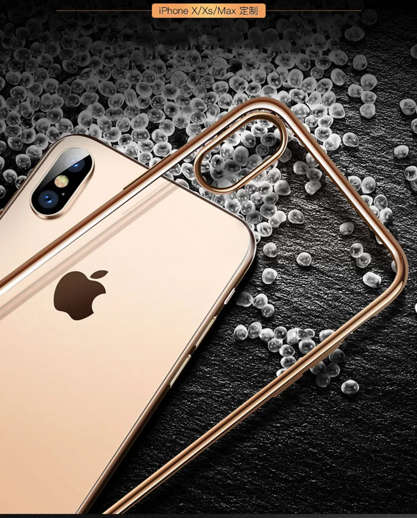 Роскошное Гальванопокрытие, хромированный Прозрачный чехол для iPhone XS MAX XR 8 7 6s 6 Plus 5S SE, прозрачный позолоченный чехол