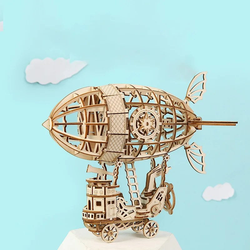 

DIY Airship 3D Model No Glue Needed Wooden Puzzle Game Grand Prix Car Assembly Toy Gift Home Decor
