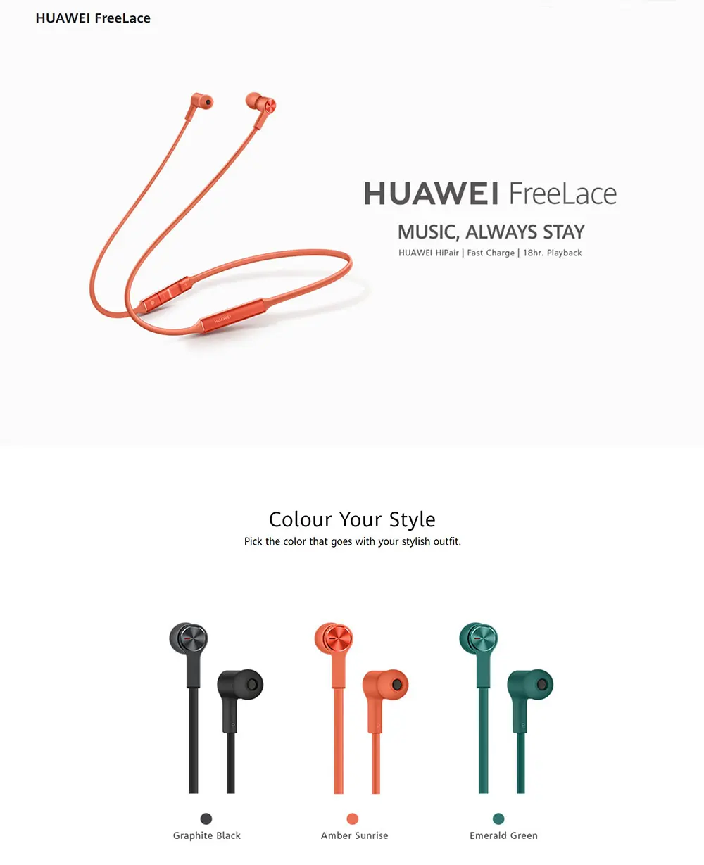 Оригинальные беспроводные наушники HUAWEI FreeLace, смарт-вспышка, быстрая зарядка, Bluetooth гарнитура, спортивные наушники