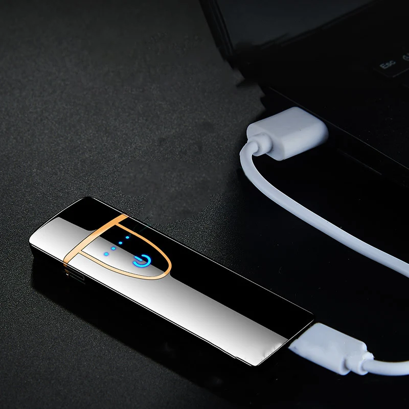 Ультратонкие USB Металлические электрическая зажигалка для сигарет креативные