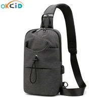 okkid cross body shoulder bag men anti theft travel bag small chest bag boy outdoor sport running bag with water bottle pocket