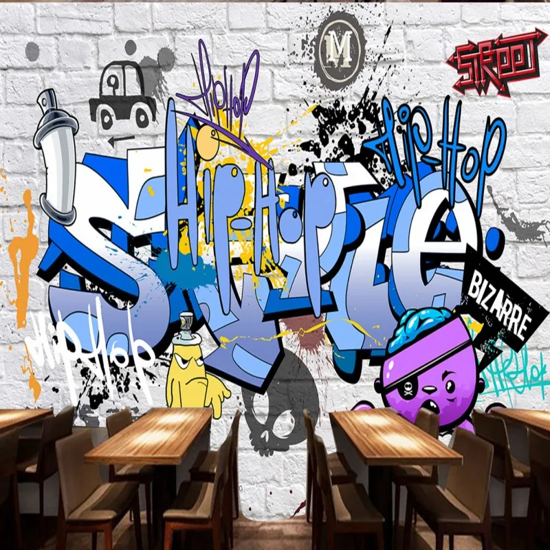 Прямая поставка 3d обои европейский и американский тренд уличные граффити бар KTV