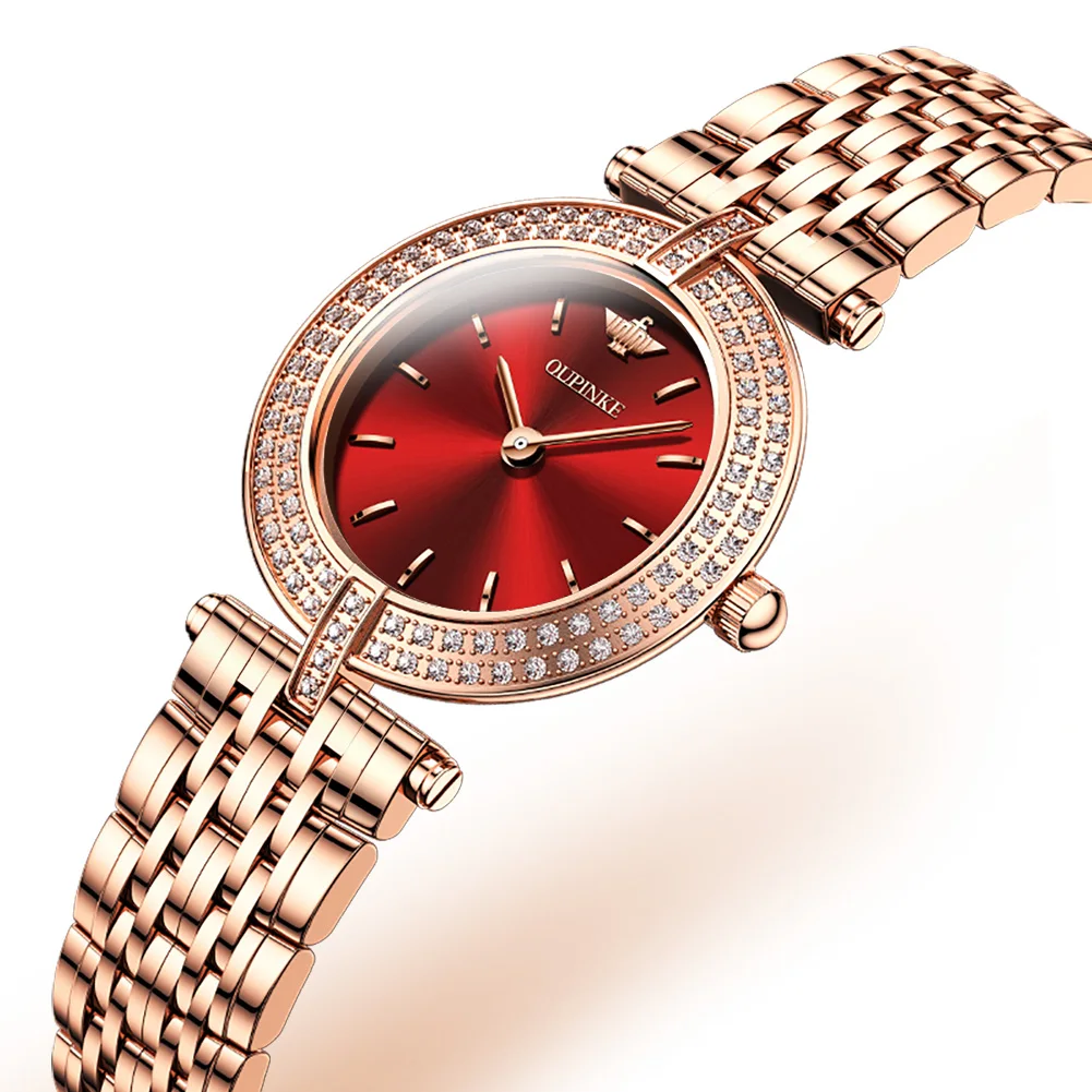 OUPINKE Top Brand Luxury Quartz Watches for Women Swiss Movement Diamond Thin Ultra Slim Sapphire Crystal Elegant Ladies Watches enlarge