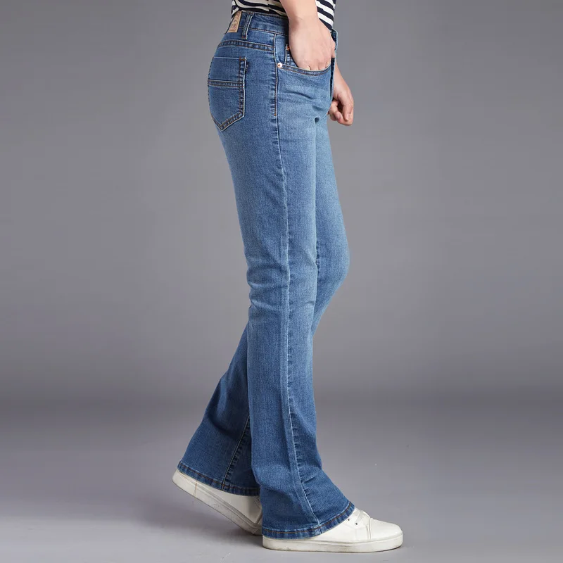 Mens Business Casual Flared Jeans Men Boot Cut Jeans Men Fashion Vintage Straight Jeans Homme Hombre Male Denim Pants Plus Size