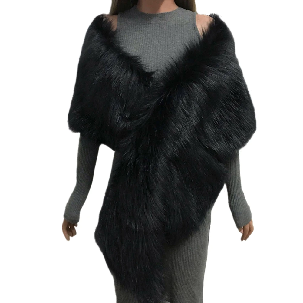 Women's Winter Luxury Faux Fur Coat Shawl Wraps for Wedding Party  Warm Cape