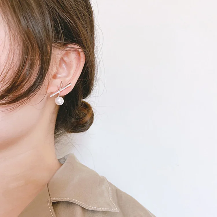 Punk 2019 Fashion New Earrings Temperament Cross Geometry Pearl Simple Elegant Crystal Women's Wholesale | Украшения и