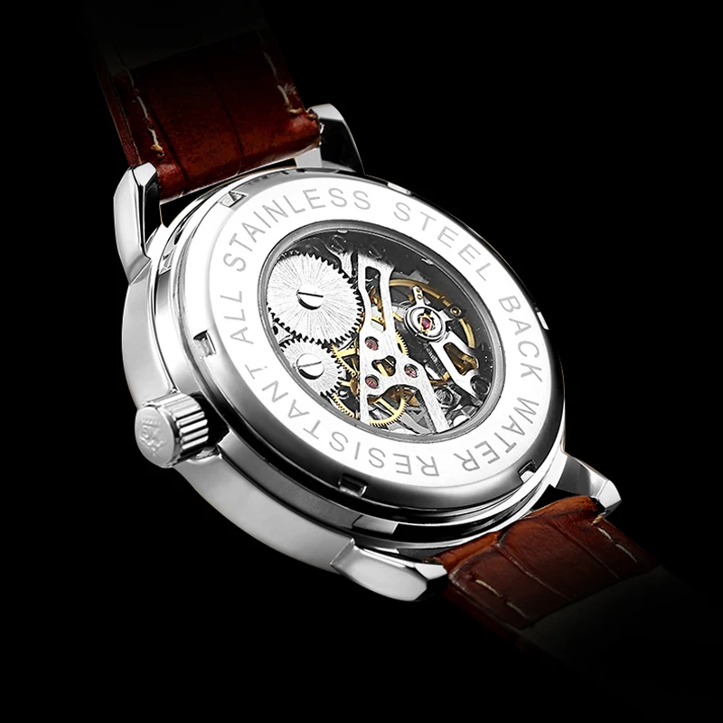 Роскошные мужские часы от нового бренда MG.ORKINA механические наручные с кожаным