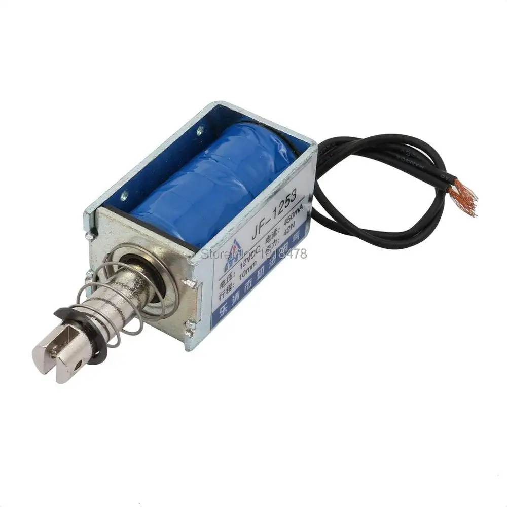 

JF-1253 DC6V 12V 24V 450mA 10mm Stroke 42N Force Push Pull Type Frame DC Solenoid Electromagnet Magnet