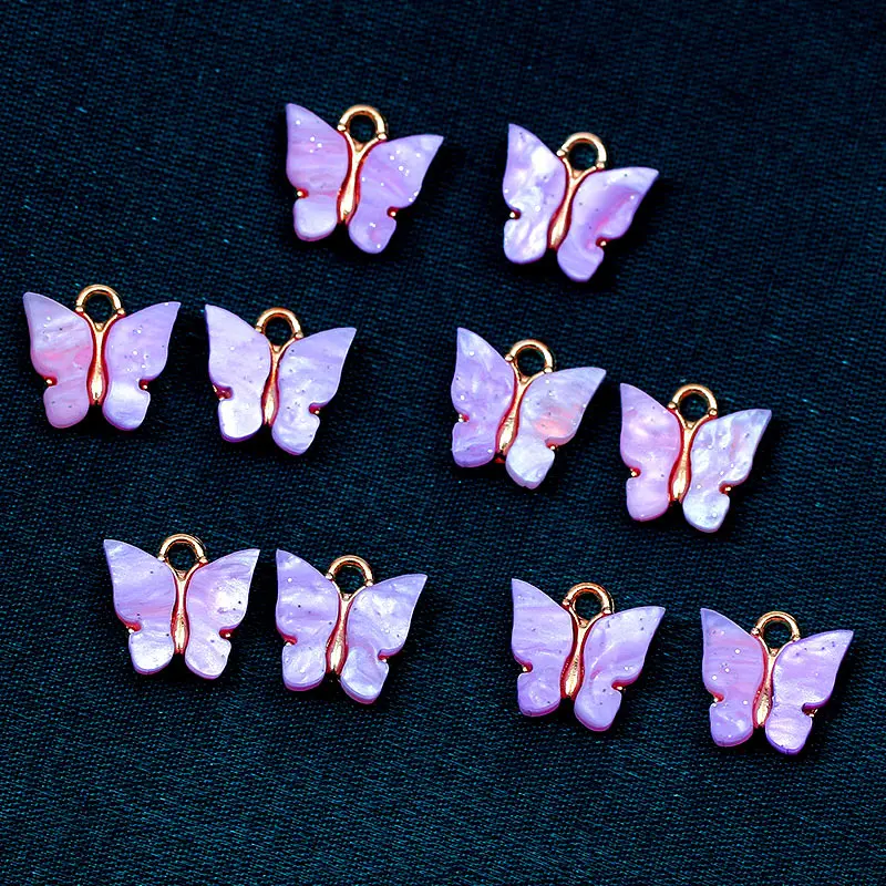 

Flatfoosie 10Pcs/set Multicolor Butterfly Jewelry Accessories Fashion Charm Acrylic Insect Jewelry DIY Earrings Necklaces