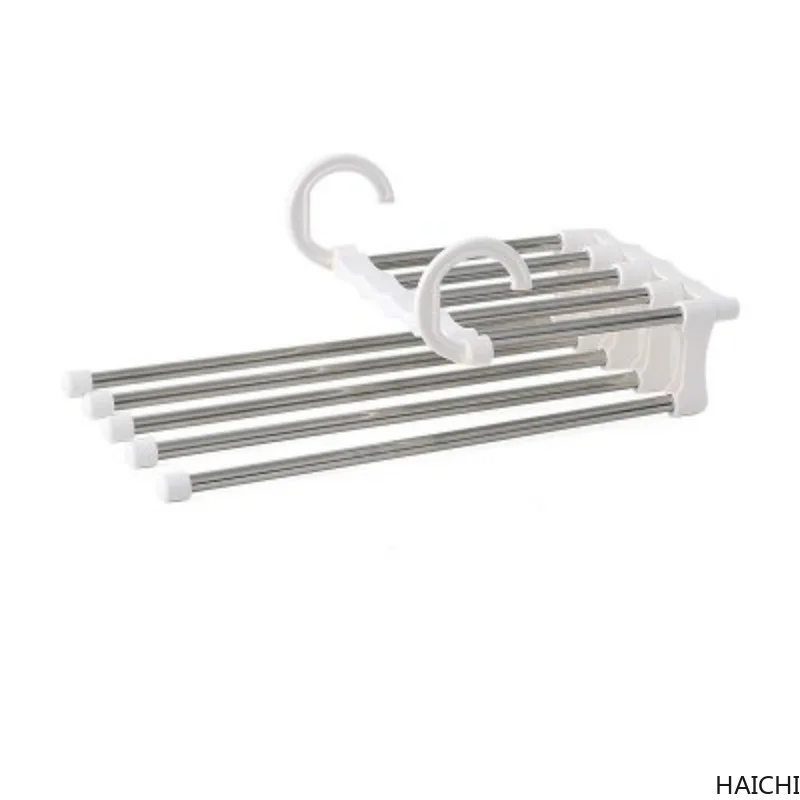 

Multi-functional 5 In 1 Trouser Storage Rack Adjustable Pants Tie Storage Shelf Closet Organizer Stainless Steel Clothes Hanger