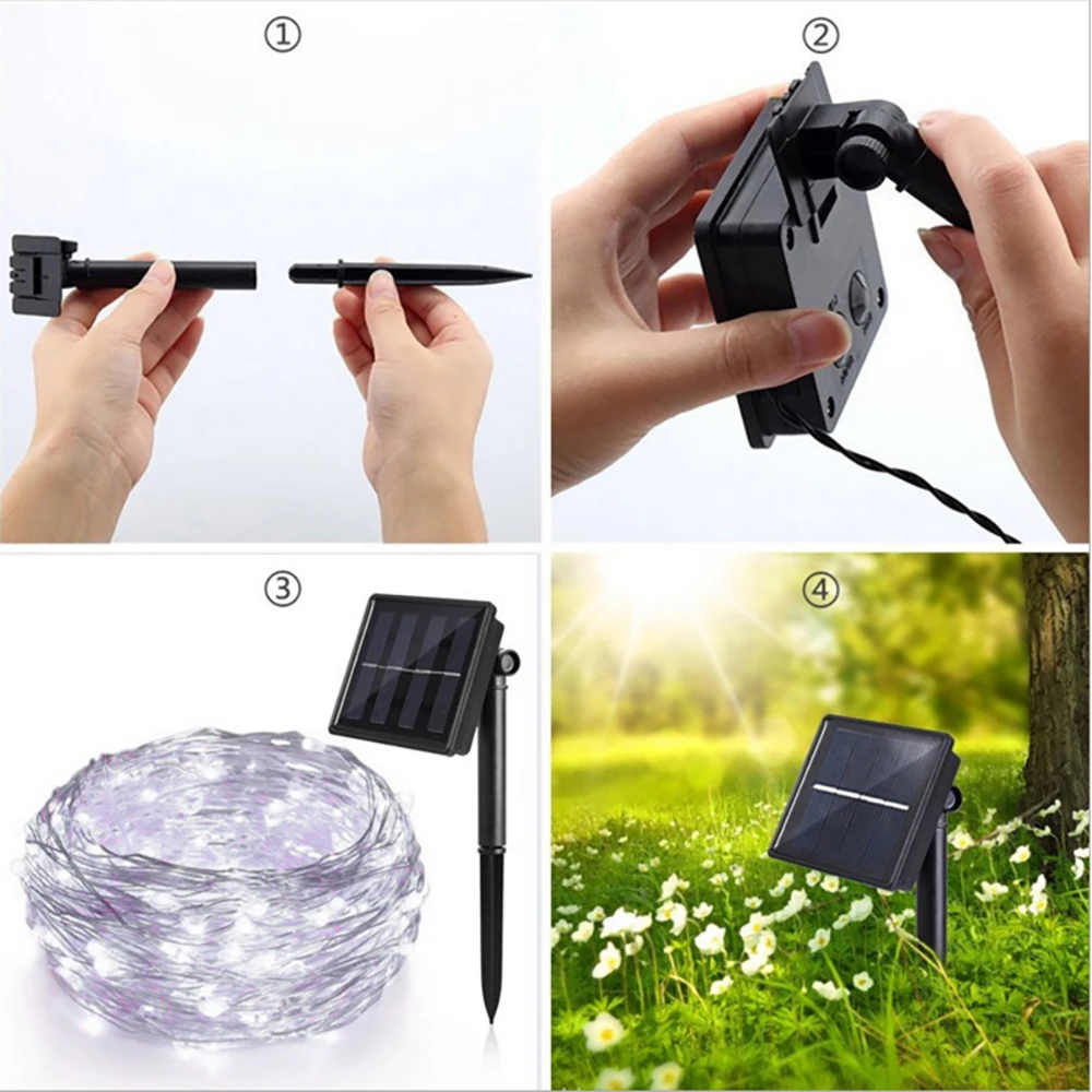 

8 Modes Outdoor Solar String Fairy Lights 10M 24M LED Flashing Lamps 100/240leds Waterproof Christmas Decoration for Home Garden