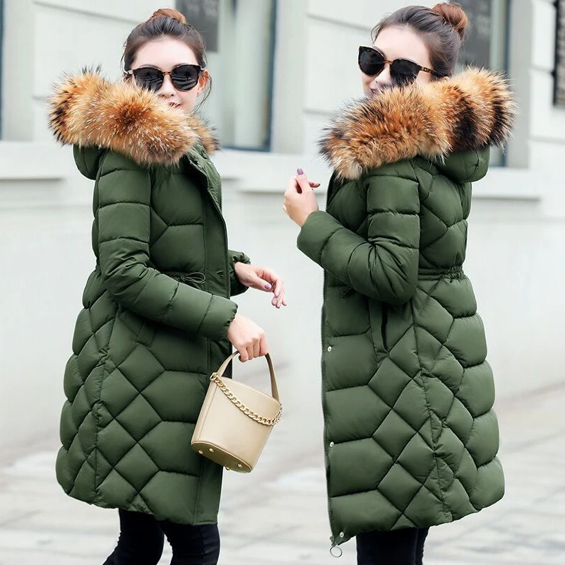 Натуральный мех енота воротник 2019 зимняя куртка Женское зимнее пальто длинные