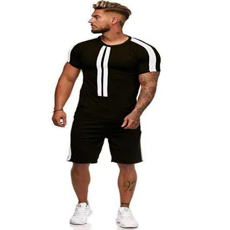 

2021 new summer sportswear men's short-sleeved T-shirt shorts suit men's fashion sportswear two-piece color sportswear suit men