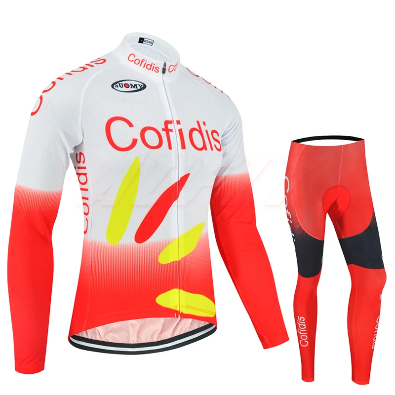 Спортивный костюм Cofidis теплая флисовая футболка для велоспорта белая и красная
