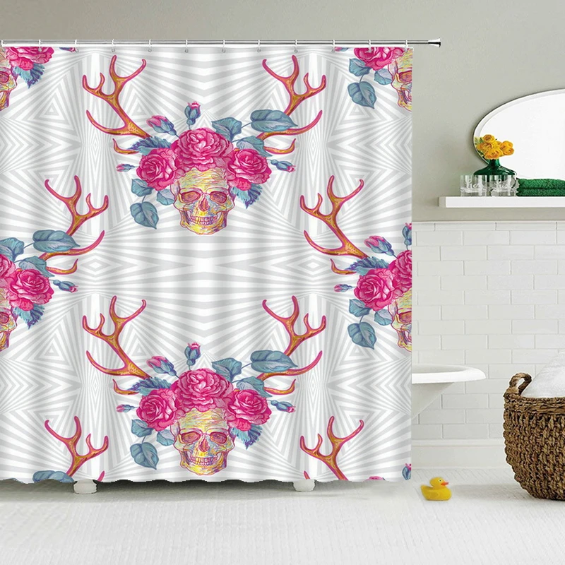 Занавеска для душа с 3d принтом цветов Штора ванной комнаты Современная