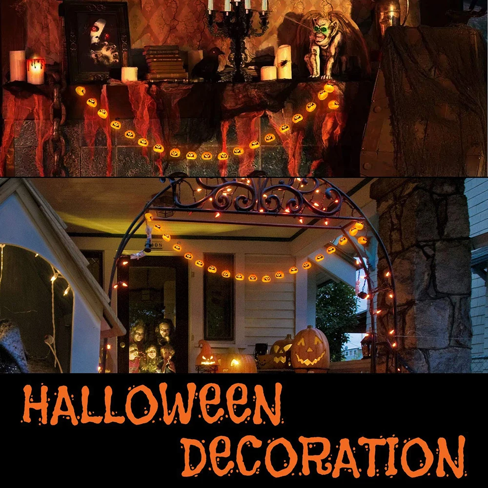

Battery operated 10/20/40 LED Pumpkin String Lights DIY Pumpkin Light Lantern Halloween Holiday Party Home Decoration Lights