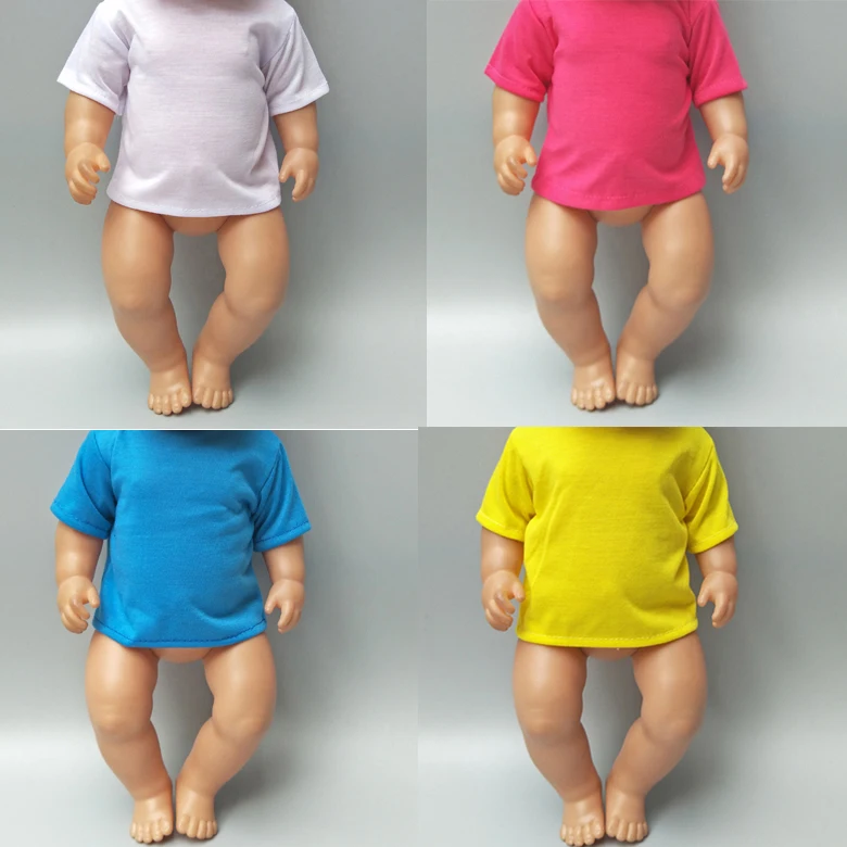 

Fits for 43cm Baby Dolls Summer White Blue Yellow Rose Color Shirt Girl Dolls Shirt