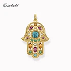 Подвеска рука Фатимы из серебра 925 пробы золотого цвета подходит для ожерелья 2021 новые ювелирные аксессуары защитный амулет