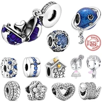 2022 new 100 925 sterling silver beads blue planet dangle boy girl family charm fit original pandora bracelet diy women jewelry