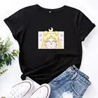 Мультфильм Аниме Ван Пис, смешные футболки для женщин с коротким рукавом Повседневная одежда с О-образным вырезом, Женская хлопчатобумажная рубашка Милая свободная футболка Femme черный, белый цвет