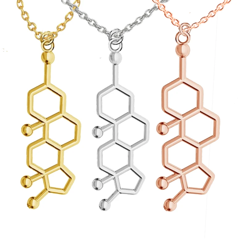 Кулон с цепочкой 50 см в виде молекулы тестостерона мужской секс-гормон