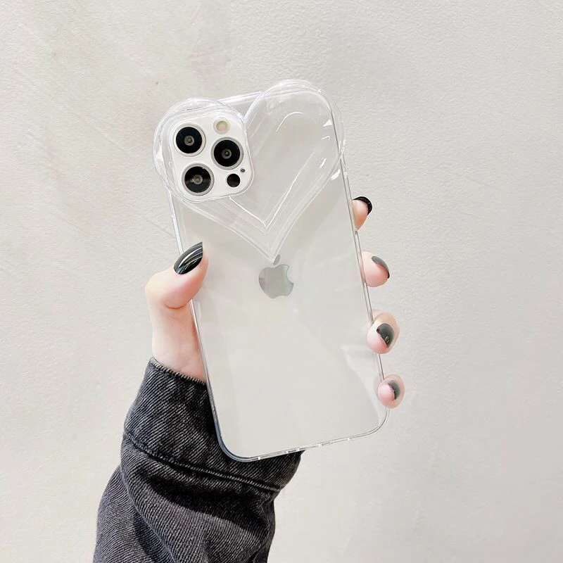 3d love heart bumper phone case for iphone 13 11 12 pro max x xr xs max 7 8 plus soft silicone back cover free global shipping