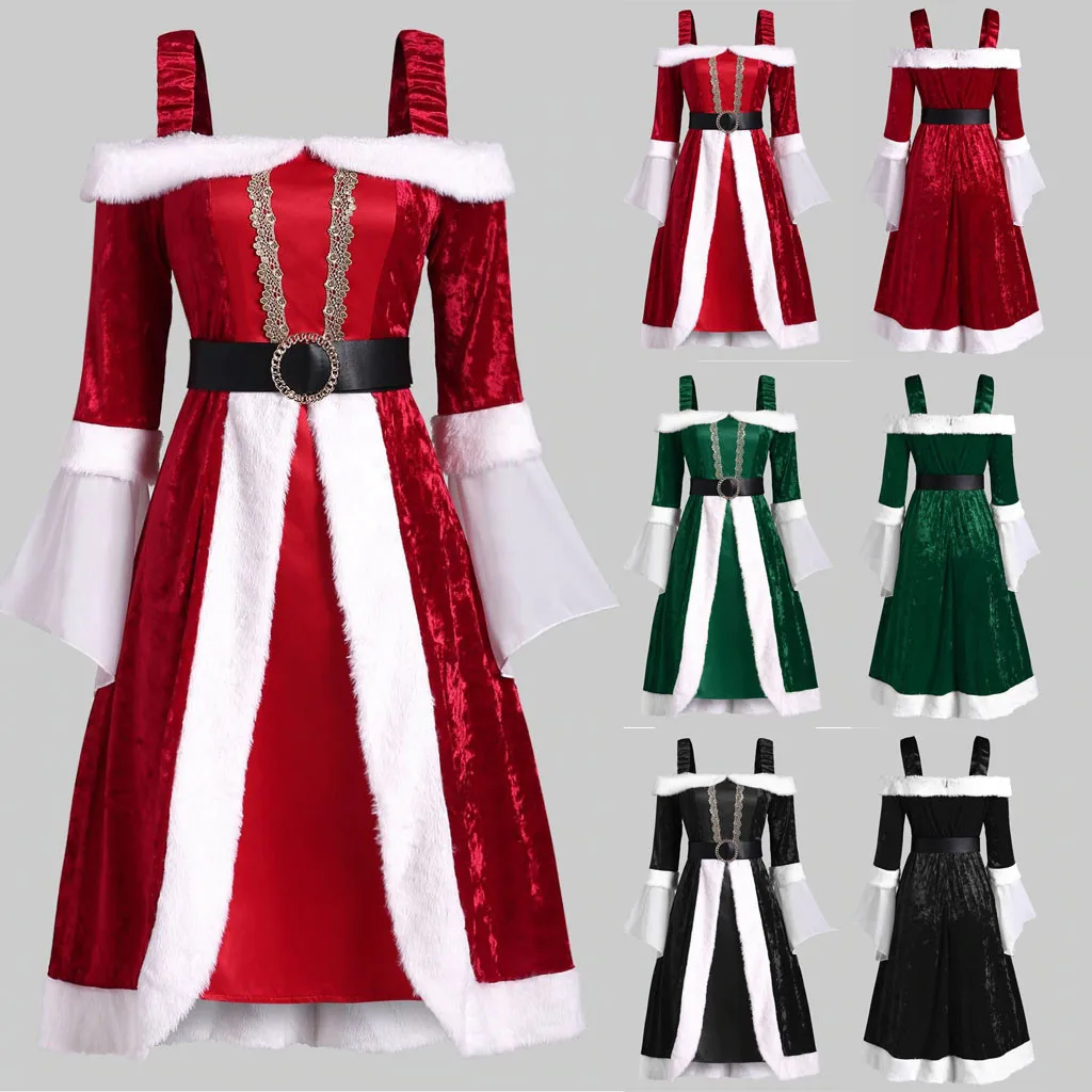 Женское рождественвечерние платье без бретелек с длинным рукавом | Тематическая