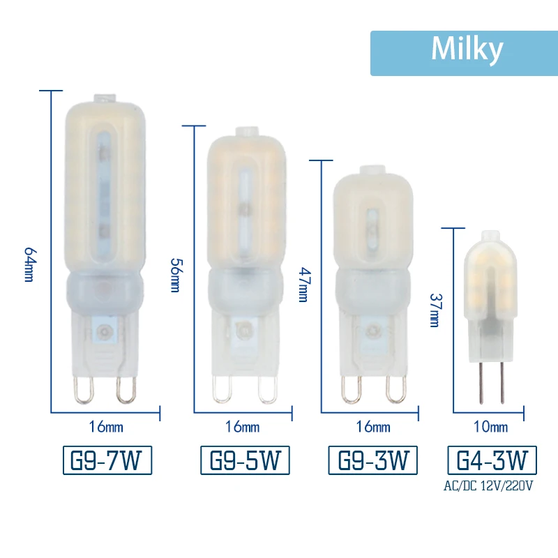 Светодиодная лампа G4 G9 высокой яркости SMD2835 6 шт./Лот 3 Вт 5 7 220 В переменного тока 230