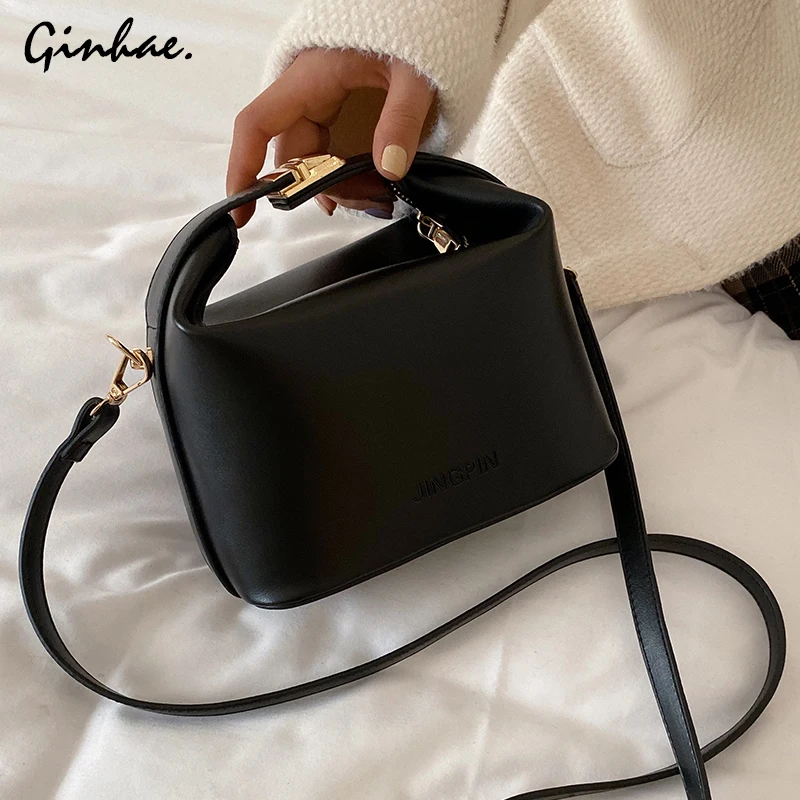 Элегантная однотонная кожаная сумка для женщин винтажные корейские милые сумки