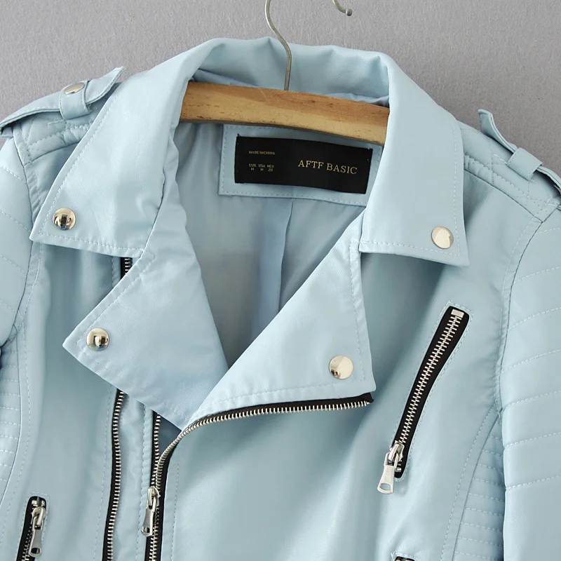 Куртка женская из искусственной кожи мотоциклетная Байкерская верхняя одежда на