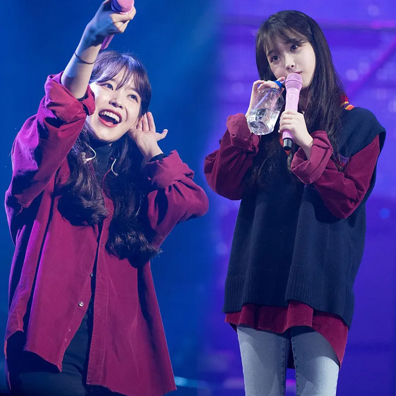 Комплект из 2 предметов Kpop МЕ ли со Ын жилет вельвета с длинными рукавами больших