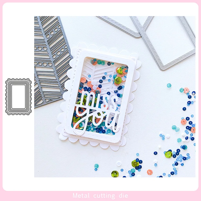 Металлическая высечка для фотоальбома DIY скрапбукинга Fan border Shake card декоративная