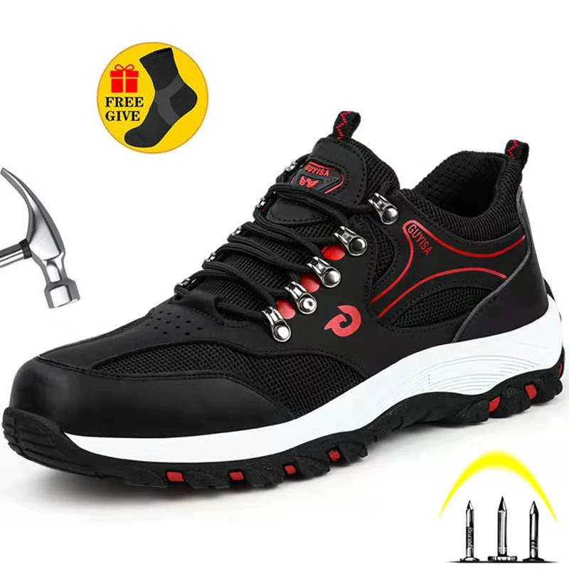 

Luxury Rubber Outsole Corrosion-Resistant Non-Slip Steel Toe Puncture-Proof Safety Shoes Men Work Mesh Upper Safety Shoes