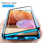 Чехол samsun a32 4g с поворотом на 360 , двухсторонний металлический чехол из закаленного стекла, Магнитный флип-чехол для samsung a32, a 32, 32a, оболочка, чехлы