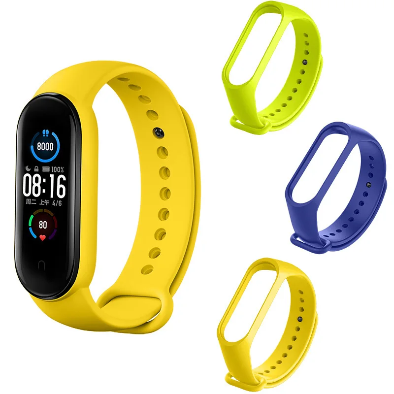 Ремешок силиконовый для Xiaomi Mi Band 5 сменный Браслет смарт часов Miband аксессуары