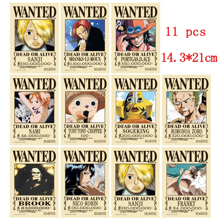 

Аниме цельные наклейки 11 шт./компл. 42 см постеры LUFFY SANJI NAMI ZORO Sogeking Usopp