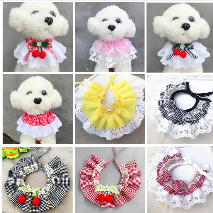 

Dog Saliva Towel Scarf Cat Bib Cover Pet Lace Bib Cat Saliva Towel Large, Medium And Small Dog Teddy Bib