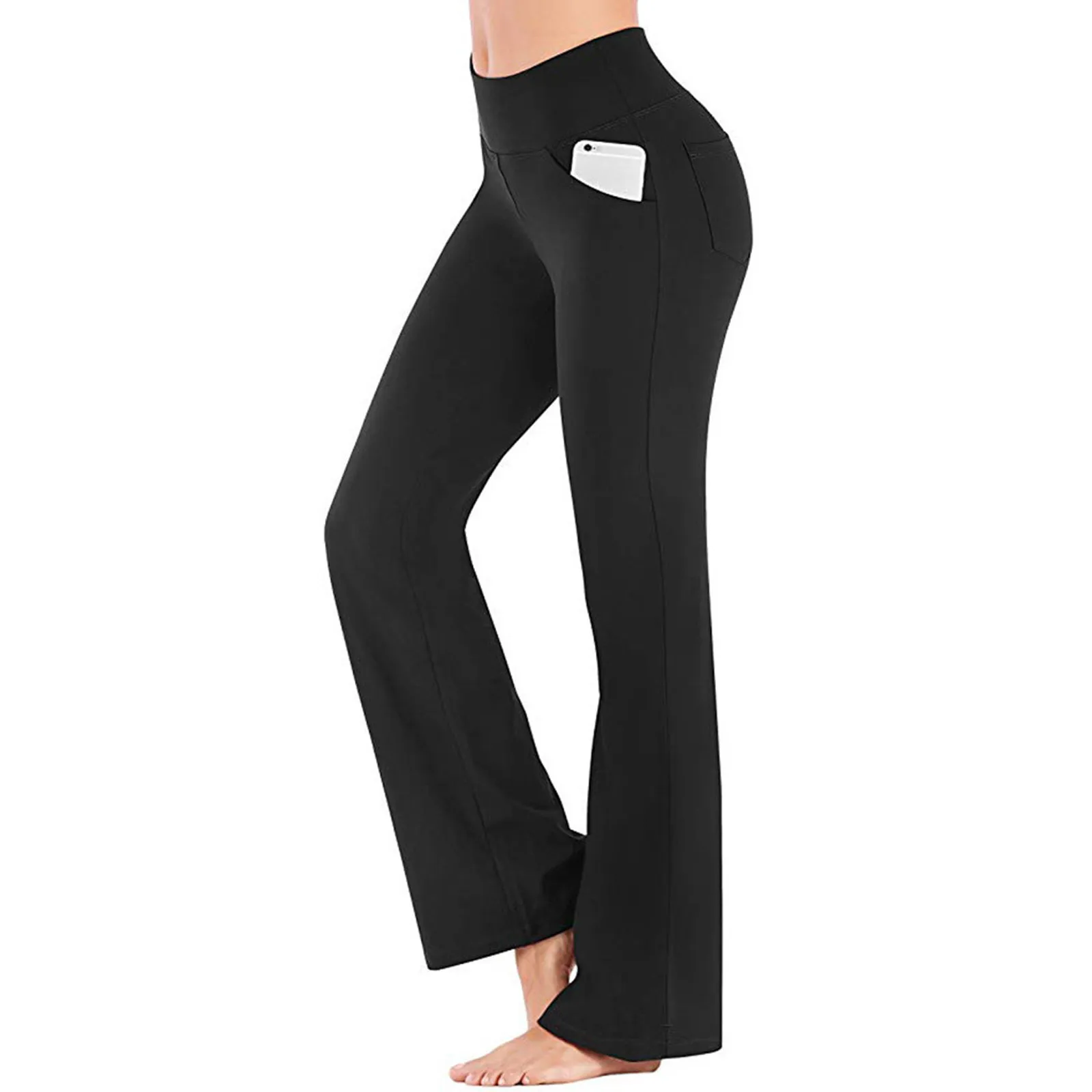 Yoga Pants Women Wide Leg Leggings For Fitness High Waist Hip Push Up Tights Gym Clothing With Pocket #T3G | Спорт и развлечения