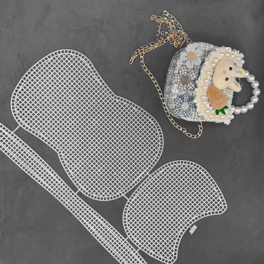 

3 Sets Bag DIY Sheets Embroidery Knitting Bag Horseshoe Bag Grid Plates