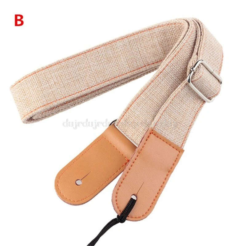 

Cotton and Linen Adjustable Ukulele Strap Small Guitar Belt with PU Leather Ends J07 20 Dropship