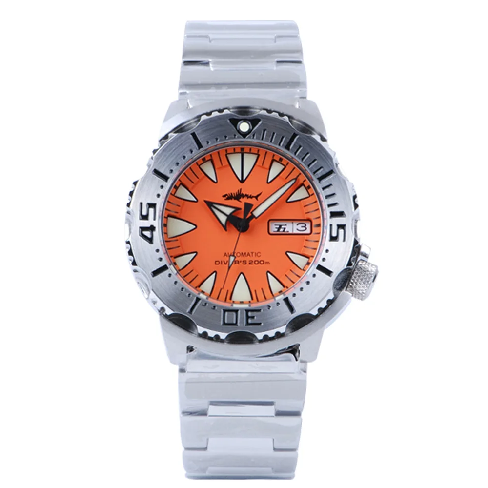 

Heimdallr Sharkey Ocean Monster Diver Watch Orange Dial Sapphire Crystal 200m Water Resistance NH36A Automatic Movement Watches