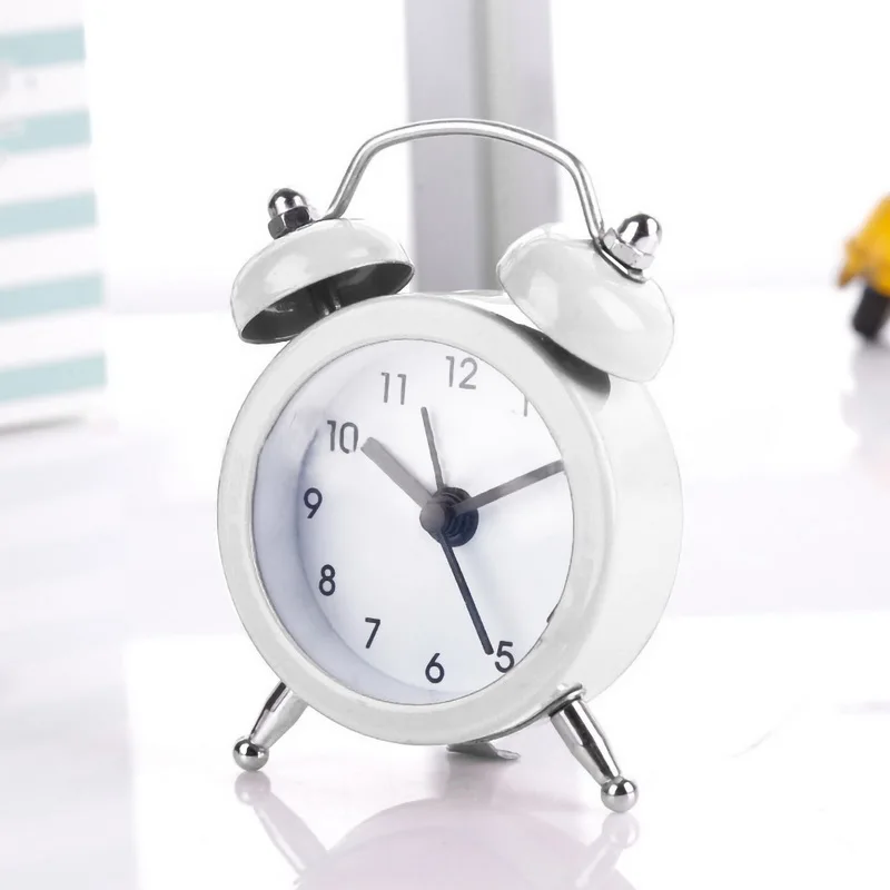 

Mini Alarm Clock Electronic Round Number Double Bell Desk Table Digital Quartz Clock Home Decoration Retro Portable Cute Durable