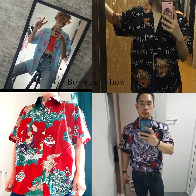 Man Cuban Shirt Stitching Pattern Streetwear Summer Cloth Short Sleeved Turn-down Collar 2020 Thin And Breathable Men's Shirts | Мужская