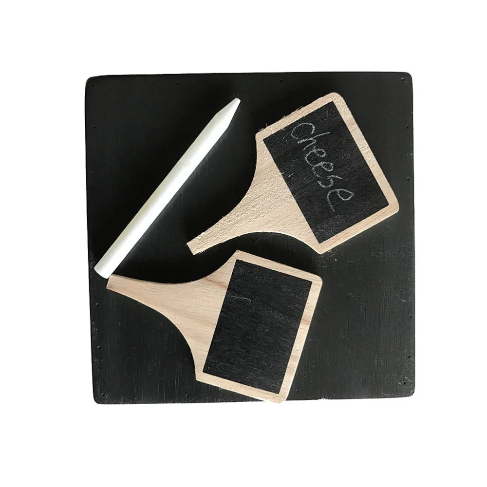 

5pcs Wooden Cheese Marker Cake Chalkboard Labels with 3 Chalk Markers for Parties and Dinners