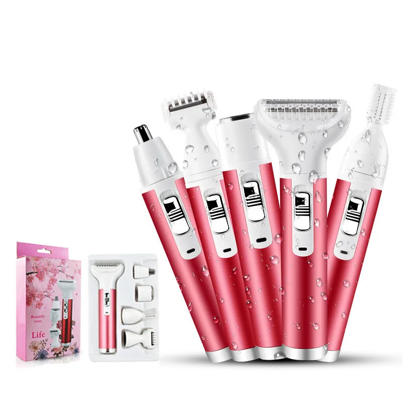 

5 in 1 Electric Hair Remover Rechargeable Lady Shaver For Nose Hair Eyebrow Shaper Leg Armpit Bikini Trimmer Women Epilator