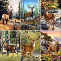 new oil painting by numbers on canvas deer hand diy animal painted canvas wall home decor elk chrismas decoration art gift