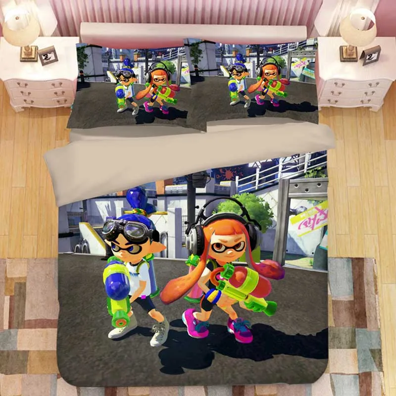 Splatoon мультяшный Комплект постельного белья, пододеяльники, наволочки Splatoon, 2 игровые одеяла, Комплект постельного белья s, постельное белье, Комплект постельного белья - Цвет: 3