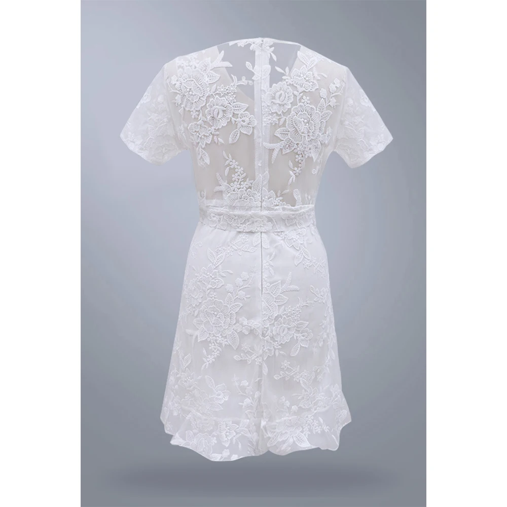 Кружевное пляжное мини-платье тонкая туника для пляжа накидка на бикини женская