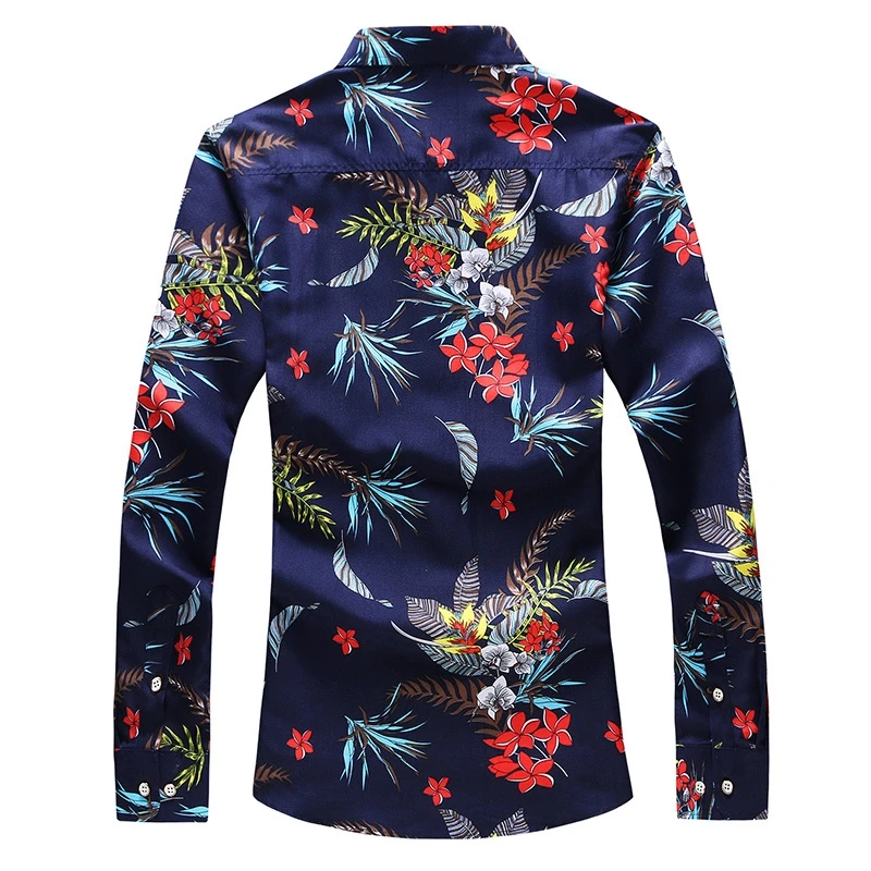 

Long Sleeve Men Flower Shirt Loose Japanese Streetwear Print Fashion 2020 Casual Floral Plus Asian Size M-6XL