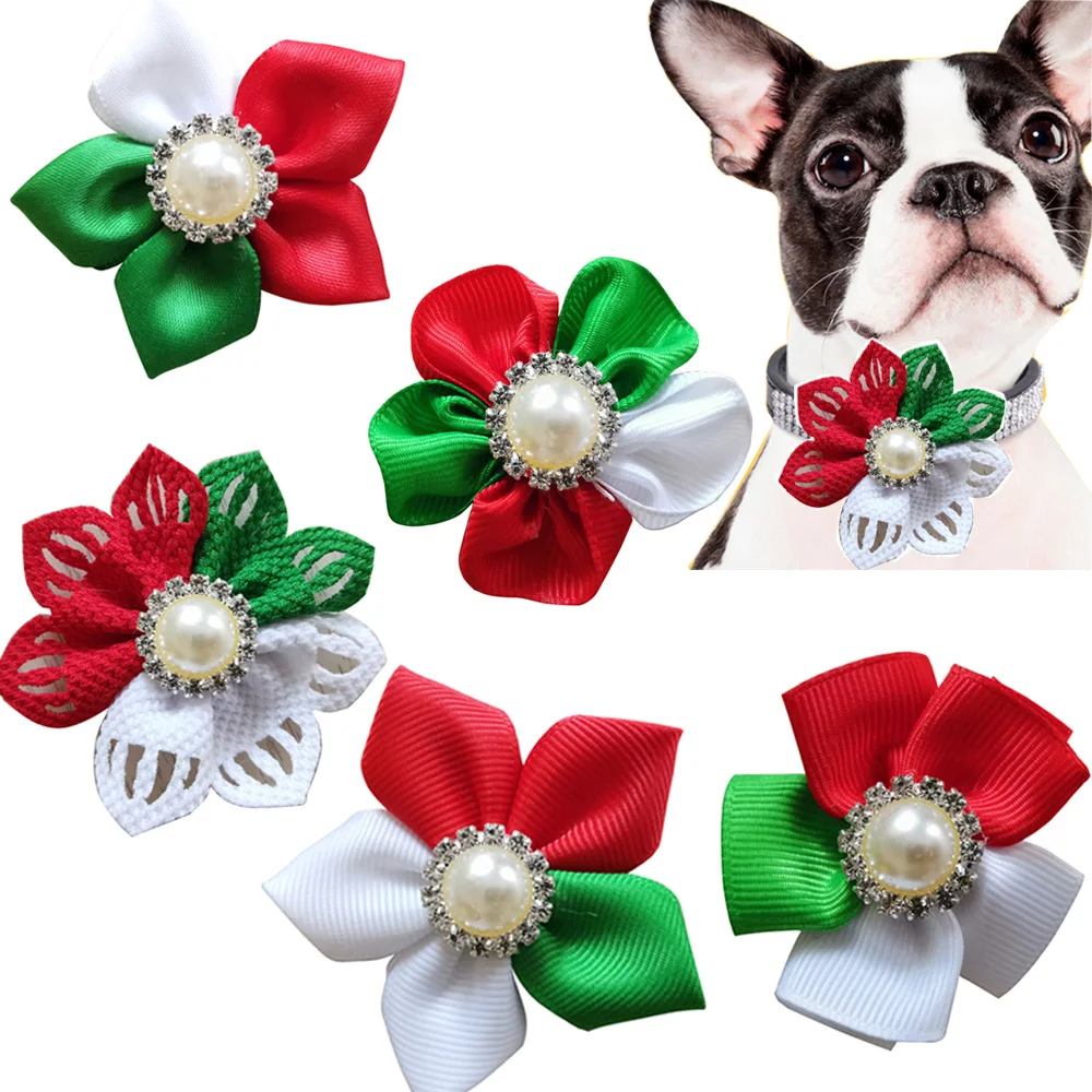 20/50pcs Christmas Pet Products Pet Dog Collar Decoration Accessories Dog Bow tie Collar Small Dog Xmas Party Grooming Supplies